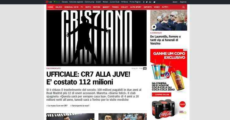 Corriere Dello Sport (Itlia) - Oifical! CR7  da Juve! Custou 112 milhes de euros
