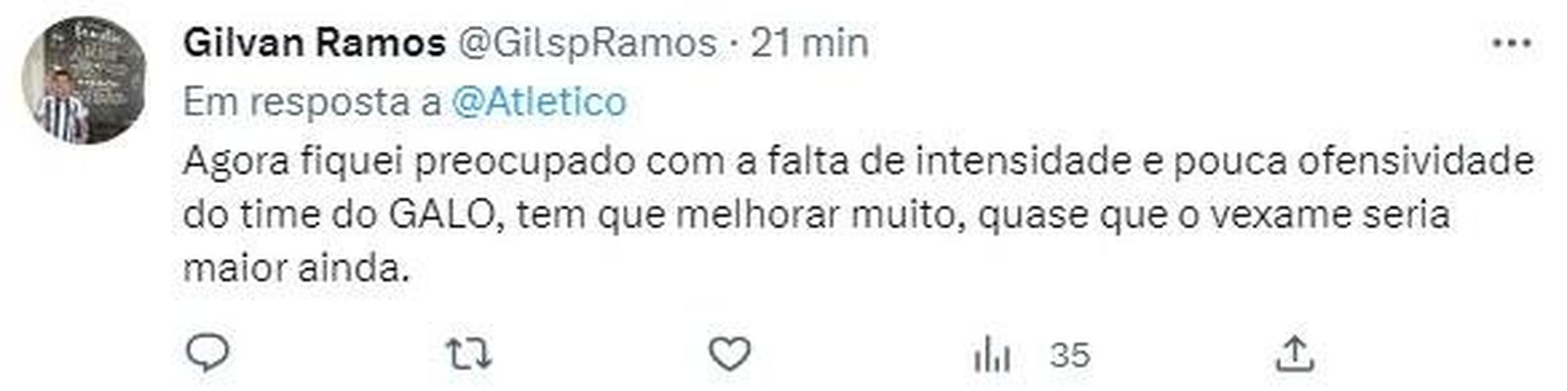Torcida do Atltico ficou na bronca com o time aps o empate com o Carabobo pela Copa Libertadores.