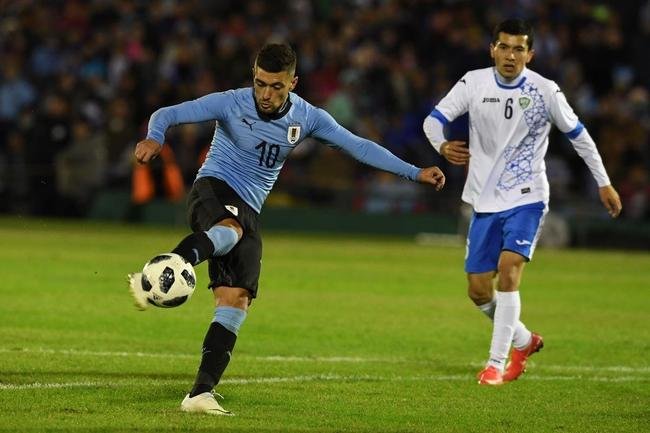 Arrascaeta, do Cruzeiro, marcou primeiro gol do Uruguai em vitria sobre Uzbequisto, em Montevidu
