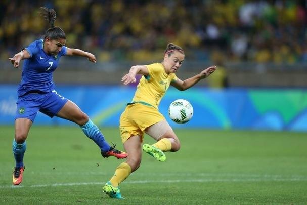 Imagens do primeiro tempo do jogo entre Brasil e Austrlia, no Mineiro, em Belo Horizonte, pelas quartas de final do torneio de futebol feminino dos Jogos Olmpicos Rio 2016