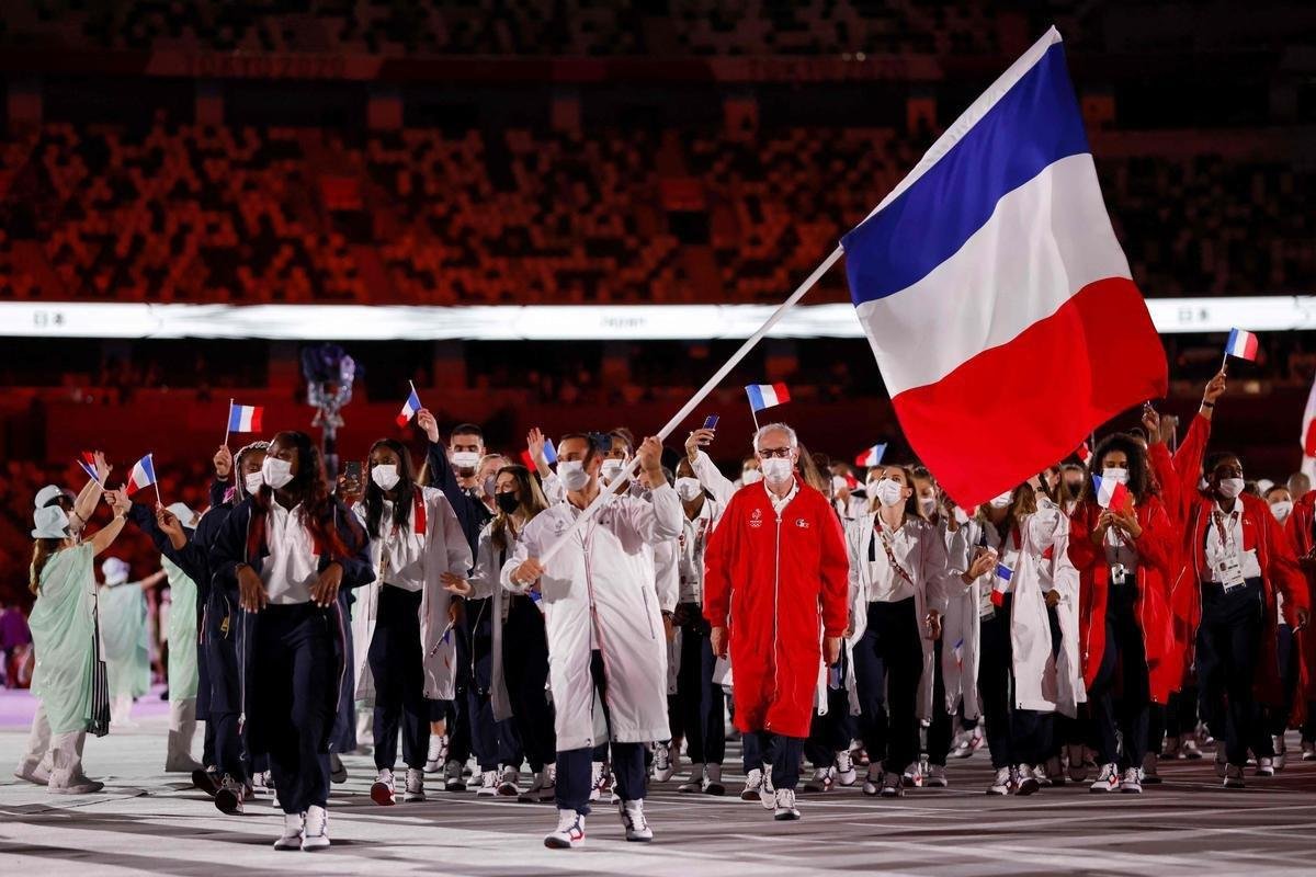 Imagens da cerimnia de abertura dos Jogos Olmpicos de 2020, no Estdio Olmpico de Tquio