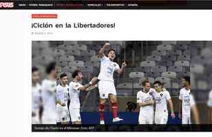 Portal Versus, ligado ao jornal La Nacin, destacou: 'Ciclone na Libertadores'