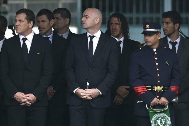 Presidente Michel Temer e demais autoridades no velório coletivo das vítimas do acidente aéreo da Chapecoense, que resultou na morte de 71 pessoas, entre jogadores, dirigentes, comissão técnica e jornalistas