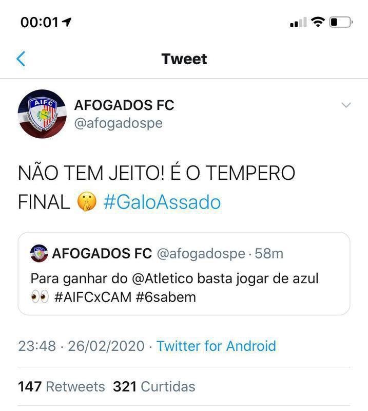 Memes da eliminao do Atltico na Copa do Brasil para o modesto Afogados, de Pernambuco. Galo empatou por 2 a 2 no tempo normal e foi superado por 7 a 6 nos pnaltis