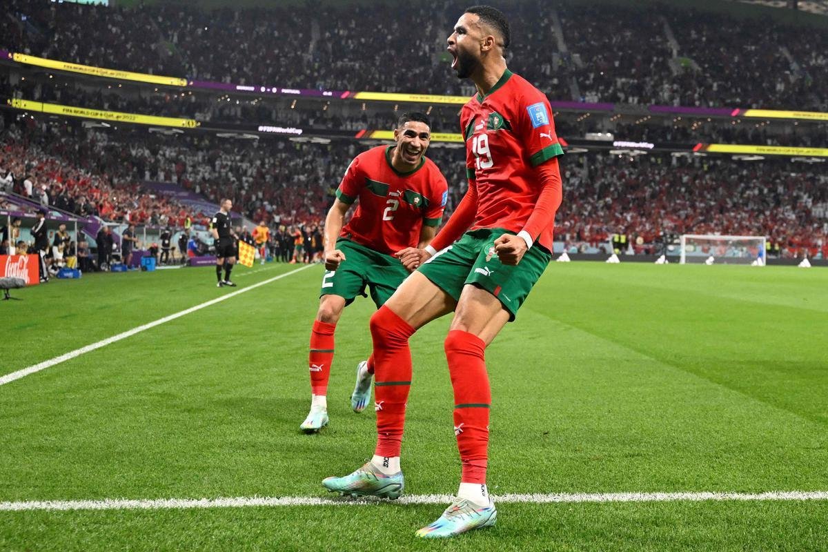 Fotos do gol de Youssef En-Nesyri, de Marrocos, sobre Portugal, pelas quartas de final da Copa do Mundo de 2022, no Catar