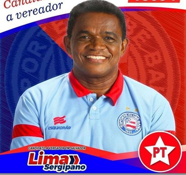 Ex-volante do Bahia, Lima Sergipano (PT) recebeu 281 votos para vereador em Salvador e no foi eleito.