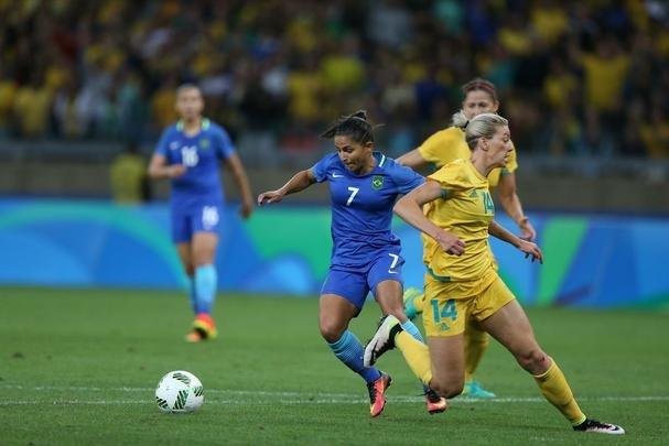 Imagens do primeiro tempo do jogo entre Brasil e Austrlia, no Mineiro, em Belo Horizonte, pelas quartas de final do torneio de futebol feminino dos Jogos Olmpicos Rio 2016
