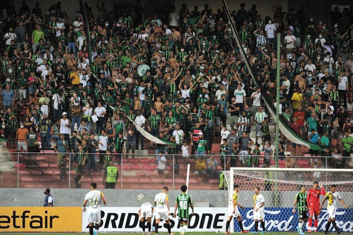 Fotos da torcida do Amrica na partida de estreia do clube na Copa Libertadores, contra o Guaran do Paraguai, no Independncia, em BH