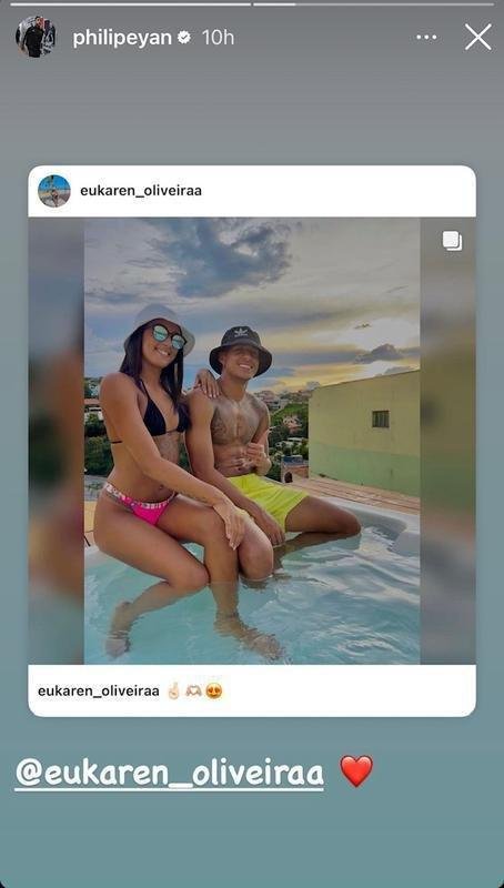 Yan Philipe e a namorada durante as frias.