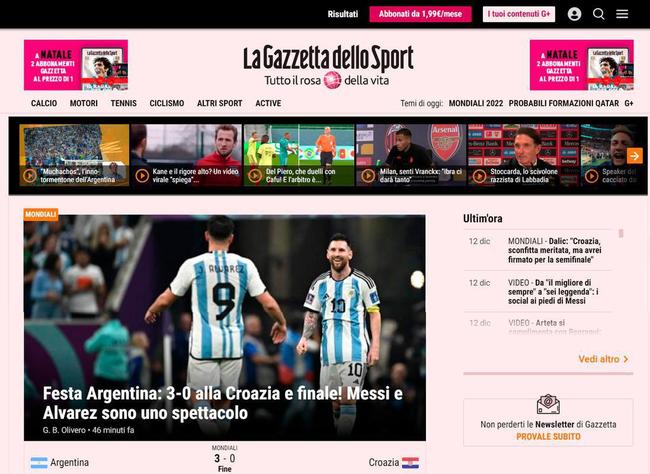 Gazietta dello Sport, da Itália