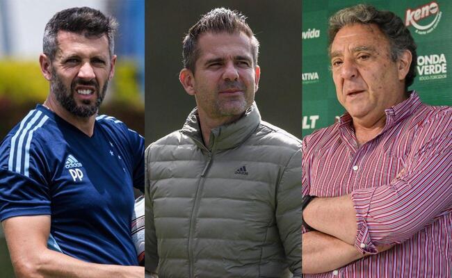 Pezzolano, técnico do Cruzeiro, Victor, ex-goleiro do Atlético, e Salum, dirigente do América