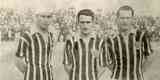 27/11/1927 - Atltico 9 x 2 Palestra Itlia - Estdio do Amrica - Campeonato da Cidade. Na foto, o 'trio maldito' do Atltico, formado por Said, Jairo e Mrio de Castro.