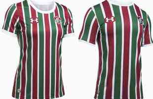 Fluminense. Camisa Feminina: R$ 129,90 / Camisa Masculina: R$ 139,90