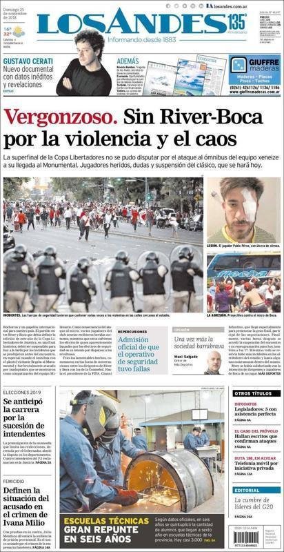 Los Andes - Vergonhoso: sem River x Boca pela violncia e o caos