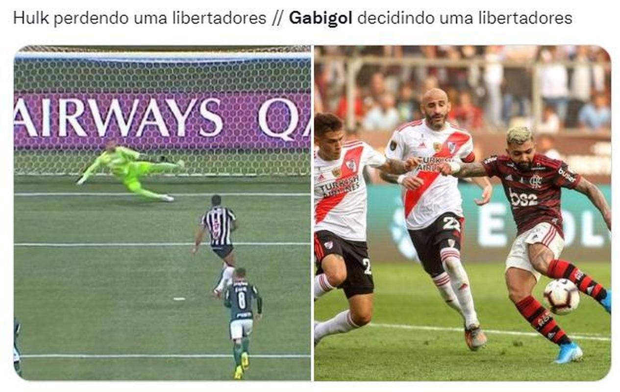 Torcedores de Atltico e Flamengo fizeram memes do conflito entre os atacantes Hulk e Gabigol