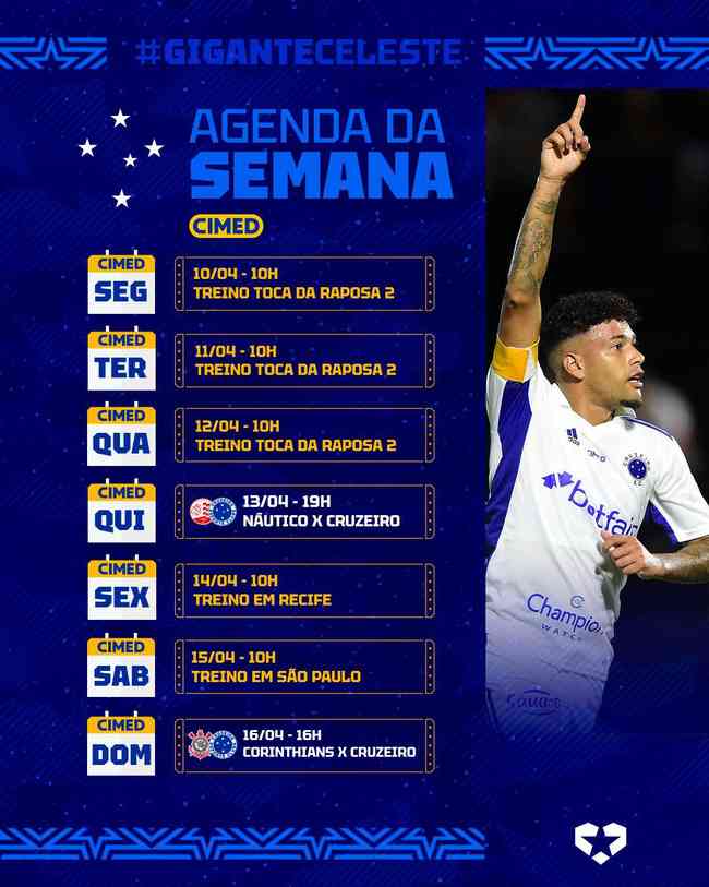 Veja a programao completa do Cruzeiro para esta semana
