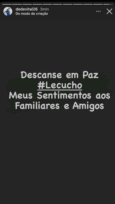 O zagueiro Ded, que atuou com Alex Apolinrio no Cruzeiro, prestou condolncias  famlia e amigos do jogador. 