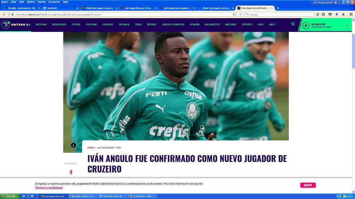 Antena 2: Angulo foi confirmado como novo jogador do Cruzeiro
