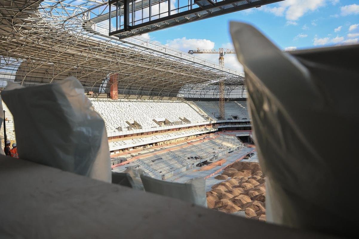 Arena MRV segue em ritmo acelerado de obras. Previso de concluso do estdio foi atualizada para dezembro.