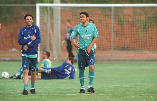 Na foto, Fred ao lado do também centroavante Guilherme, que jogou no Cruzeiro em 2004