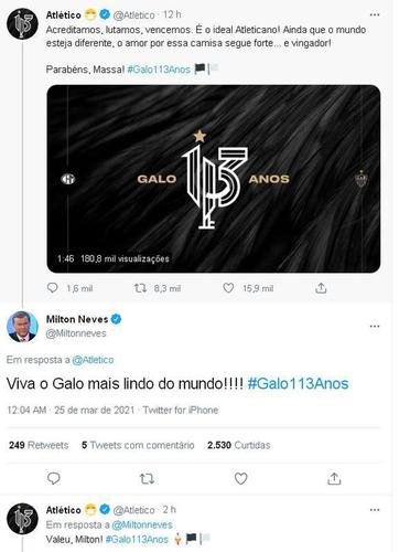 Atltico recebeu mensagens de clubes, jogadores, torcedores e jornalistas