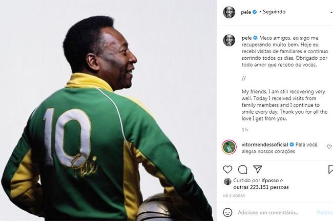 Internado no Albert Einstein, Pelé divulgou mensagem positiva nas redes sociais