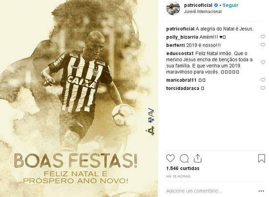 'A alegria do Natal  Jesus', diz Patric