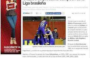 'Cruzeiro se proclama campeo', diz o Rcord, do Mxico.