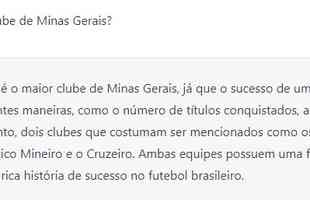 Bastante popular nas redes sociais, inteligncia artificial ChatGPT respondeu perguntas sobre o clssico mineiro entre Cruzeiro e Atltico