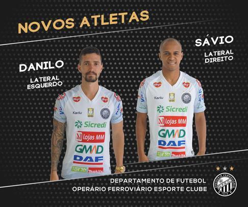 O Operrio anunciou as contrataes do lateral-esquerdo Danilo, que estava no Cuiab, e do lateral-direito Svio, que estava no Coritiba