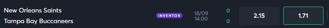Tampa Bay Buccaneers vence New Orleans Saints (odd 1.71) - O Tampa Bay Buccaneers estreou com grande e dominante vitria sobre o Dallas Cowboys fora de casa. J o Saints tambm jogou fora e sofreu bastante para bater o fraco Atlanta Falcons na prorrogao. O time de Tom Brady  apontado como um dos favoritos ao ttulo e deve conseguir um bom resultado contra o Saints.