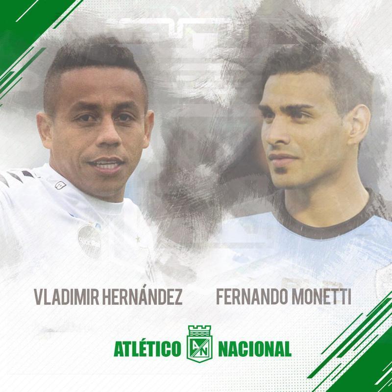 Vladimir Hernndez (esquerda): meia se transferiu do Santos para o Atltico Nacional / Fernando Monetti (direita): goleiro se transferiu do Lans para o Atltico Nacional 