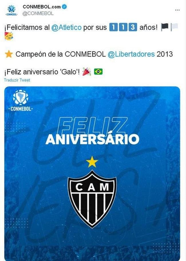 Atltico recebeu mensagens de clubes, jogadores, torcedores e jornalistas