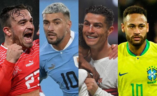 Shaqiri, De Arrascaeta, Cristiano Ronaldo e Neymar estaro em campo nesta quinta-feira (24) na Copa do Mundo)