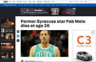 Fox Sports, dos Estados Unidos, relata morte do mineiro Fab Melo, ex-Boston Celtics