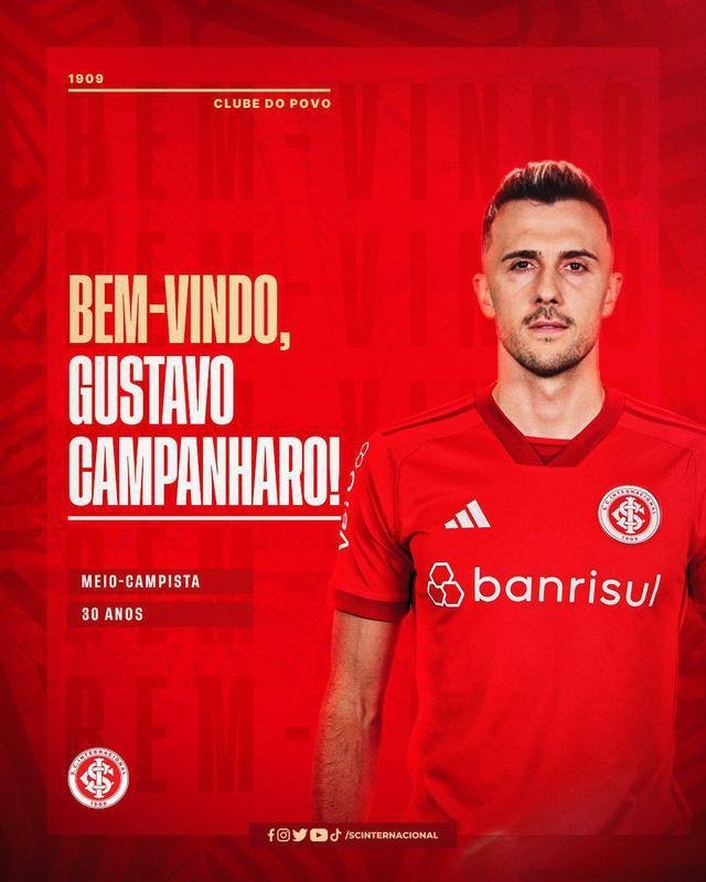 Internacional o meio-campista Gustavo Campanharo