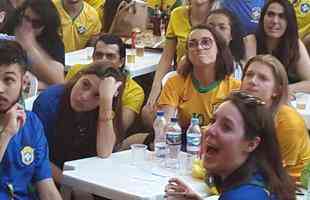Reaes dos torcedores brasileiros no jogo entre Brasil e Blgica na Savassi, em BH