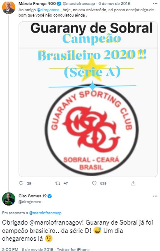 Ciro Gomes (PDT) - Guarany de Sobral (CE)