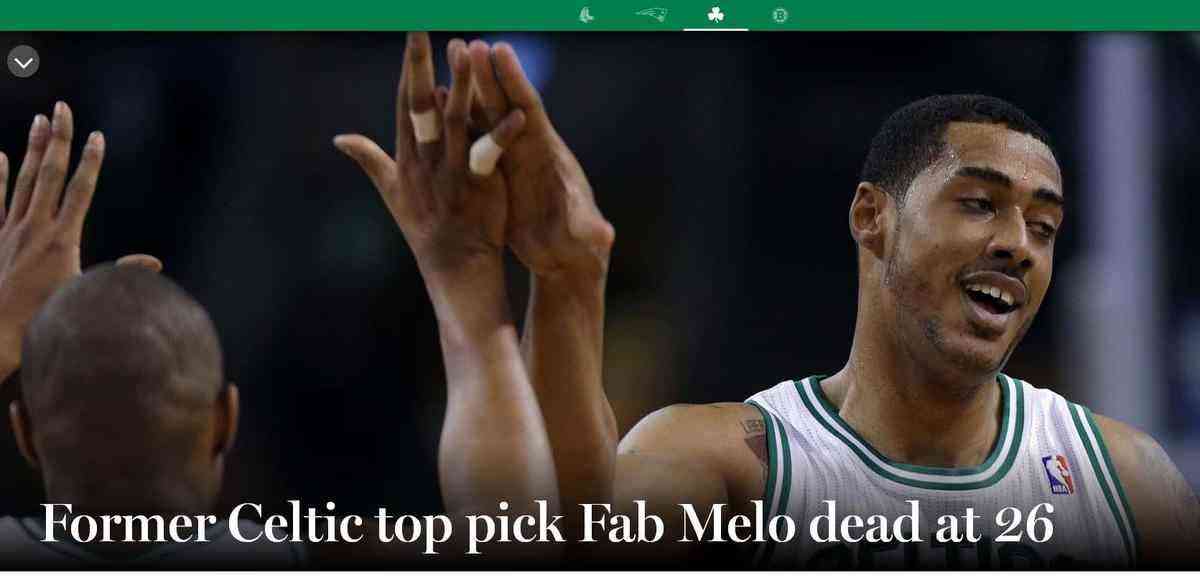 Jornal Boston Globe, de Boston, deu amplo destaque à morte de Fab Melo, ex-Boston Celtics