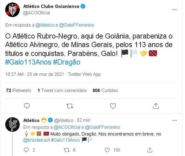 Atltico recebeu mensagens de clubes, jogadores, torcedores e jornalistas