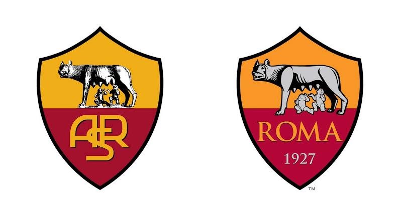 A Roma promoveu mudanas no escudo (direita) em 2013.  O logo foi redesenhado para 'refletir a essncia da Roma - orgulho, coragem, inventividade e paixo - e valores fundamentais da cultura romana', disse o clube, em nota. O grande destaque foi a palavra Roma no centro da nova marca visual. 