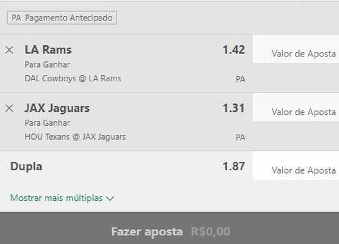 Los Angeles Rams vence Dallas Cowboys, e Jacksonville Jaguars vence Houston Texans (odd 1.87)