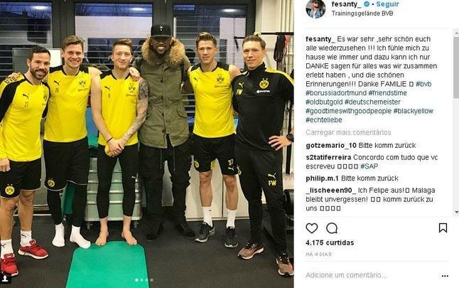 Felipe Santana visitou os ex-companheiros do Borussia Dortmund
