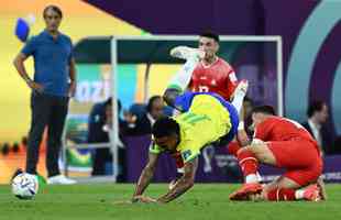 Duelo entre Brasil e Sua, pela 2 rodada do Grupo G da Copa do Mundo, acontece no Estdio 974, em Doha, no Catar
