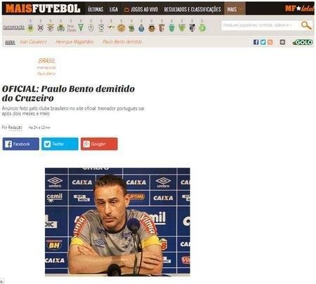 Demisso de Paulo Bento foi destaque na capa dos portais dos principais veculos de comunicao