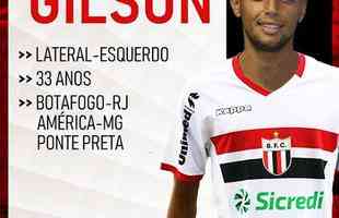 O Botafogo-SP anunciou a contratao do lateral-esquerdo Gilson, que estava no Botafogo
