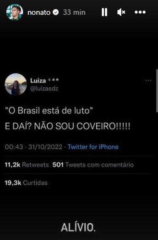 Nonato, volante ex-Internacional e Fluminense; manifestaes de esportistas com a vitria de Lula na eleio para presidente do Brasil
