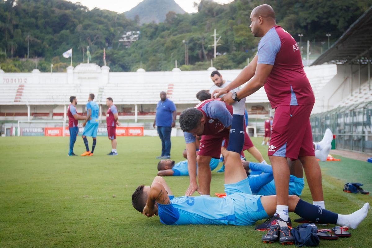 Cruzeiro treinou nesta tera-feira no Estdio das Laranjeiras e fechou preparao para jogo contra o Vasco, pela quinta rodada do Grupo 5 da Copa Libertadores. Partida ser s 21h45 desta quarta, em So Janurio, no Rio de Janeiro (Vinnicius Silva/Cruzeiro E.C)