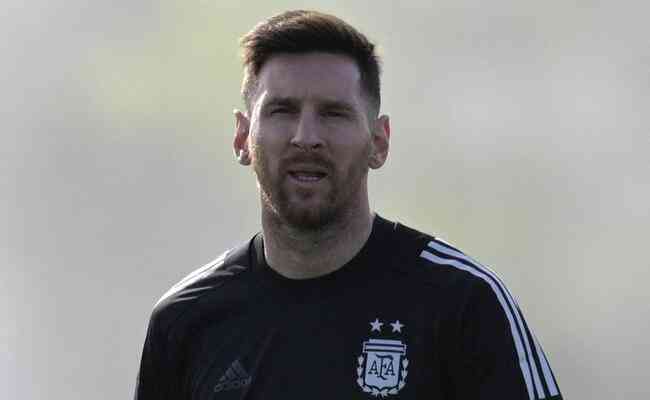 Messi durante treinamento pela Seleção Argentina