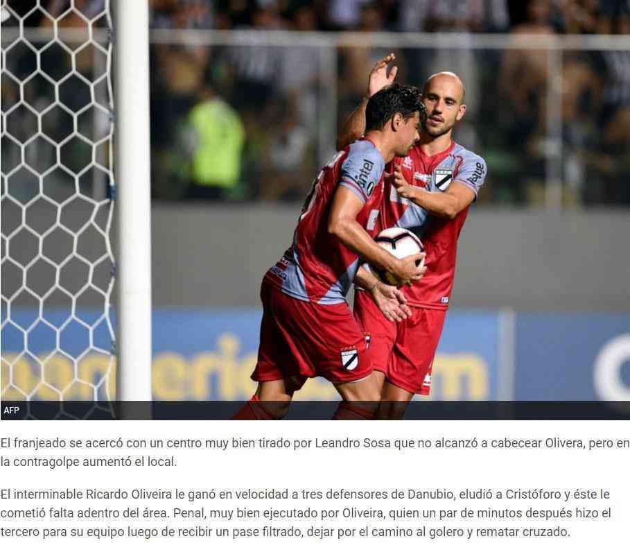 Ao longo do texto, o 'El Observado' destaca a atuao de Ricardo Oliveira. Autor de dois gols, o experiente centroavante de 38 anos foi chamado de 'interminvel'.